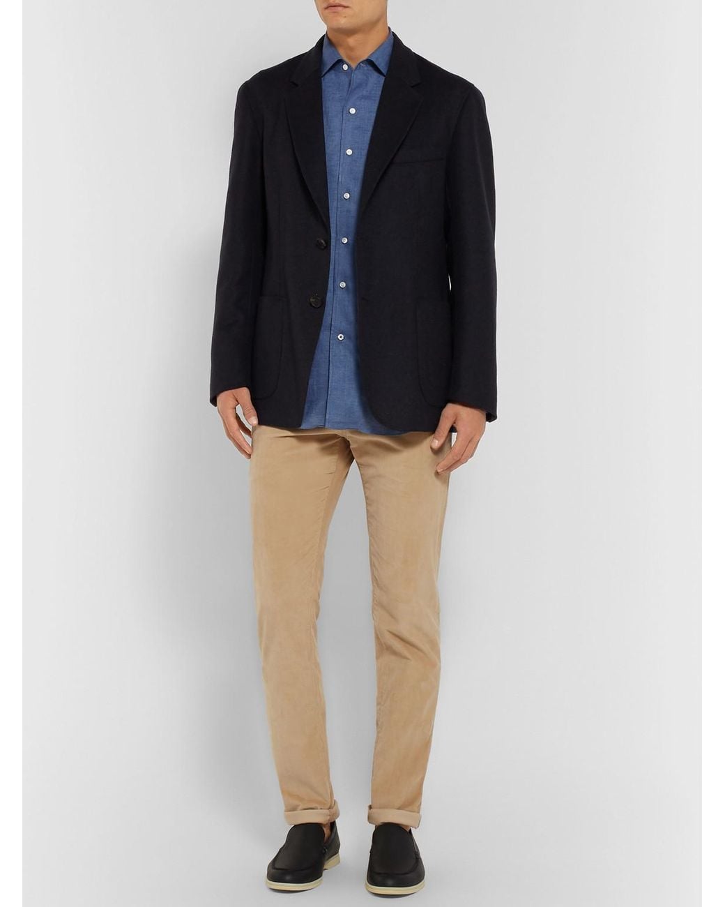 Loro Piana Blue André Slub Linen Shirt for men