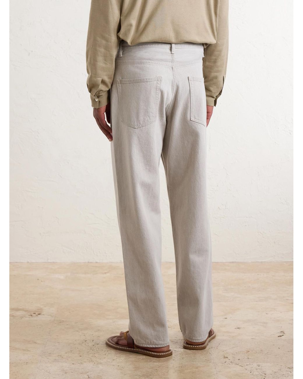 Auralee White Wide-Leg Twist Cotton Jeans for men