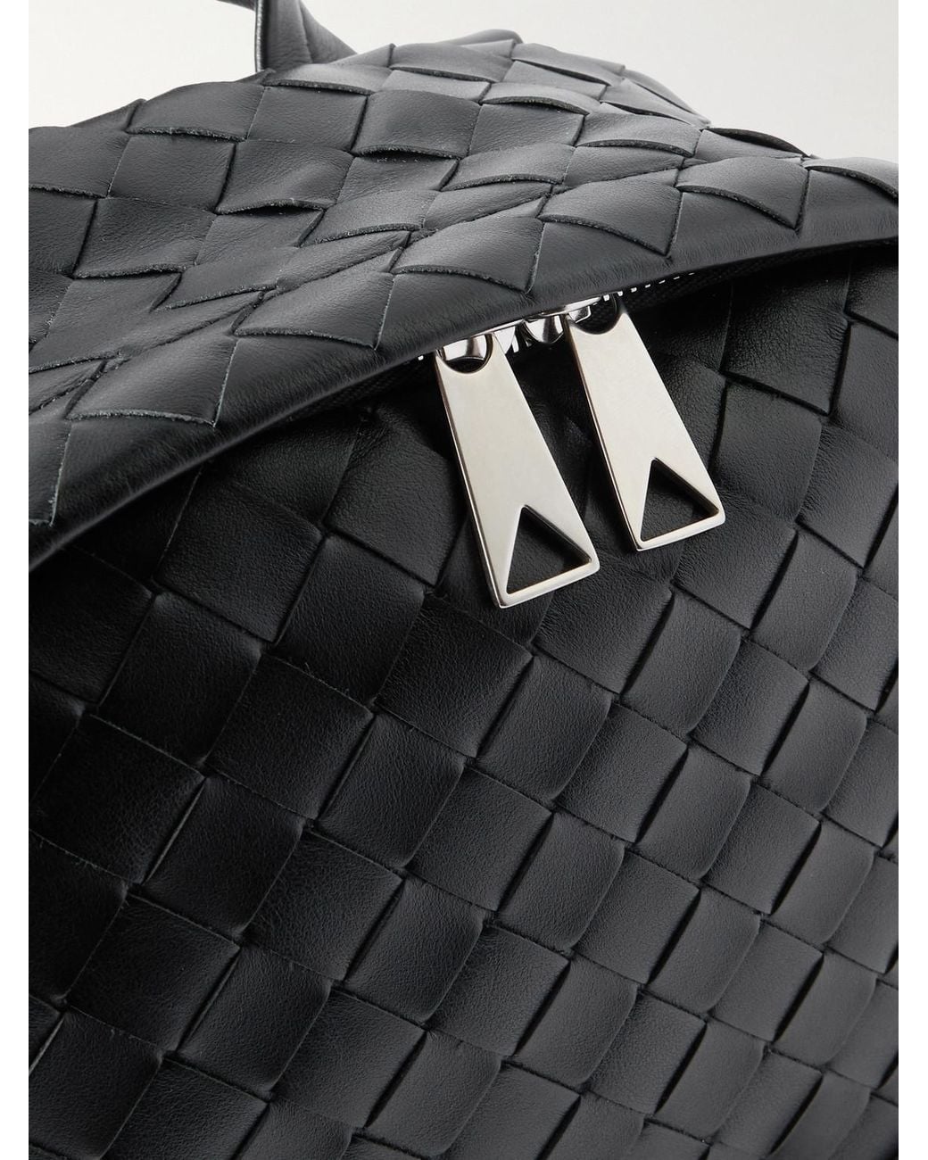 Bottega Veneta Black Intrecciato Leather Backpack for men