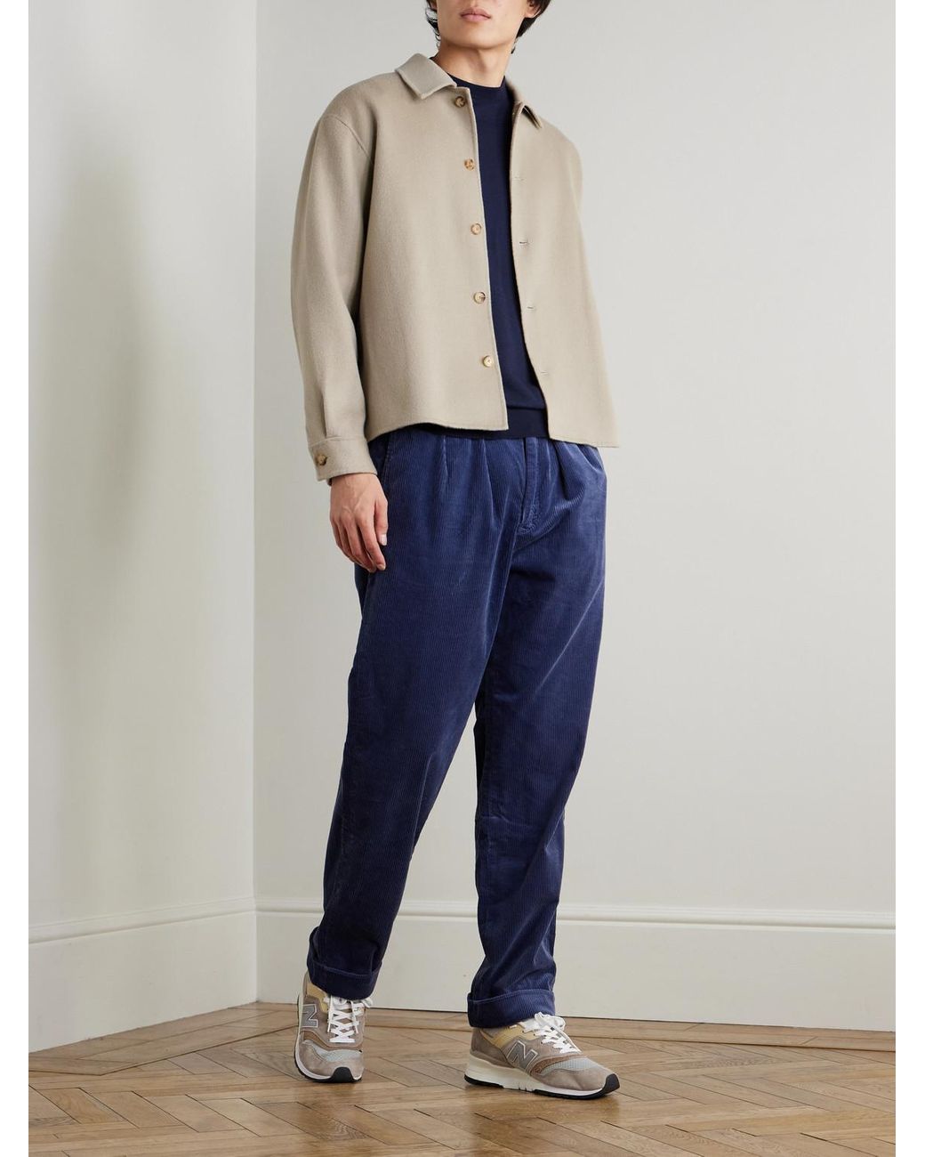John Smedley Blue Honeycomb-Knit Merino Wool Sweater for men