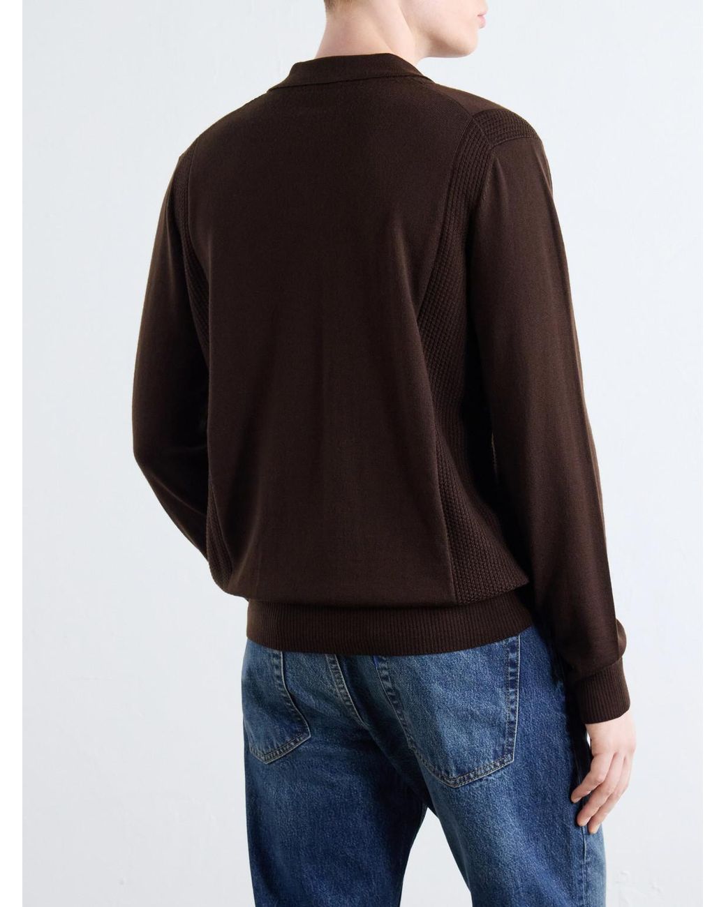 Altea Brown Virgin Wool Polo Sweater for men