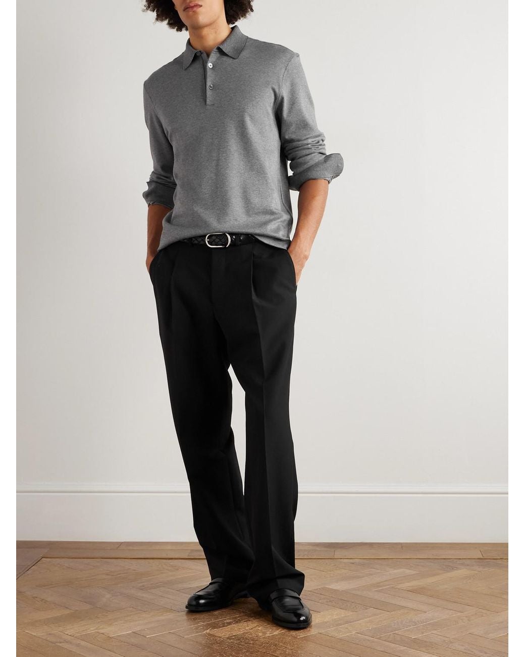 Zegna Gray Cotton-Piqué Polo Shirt for men
