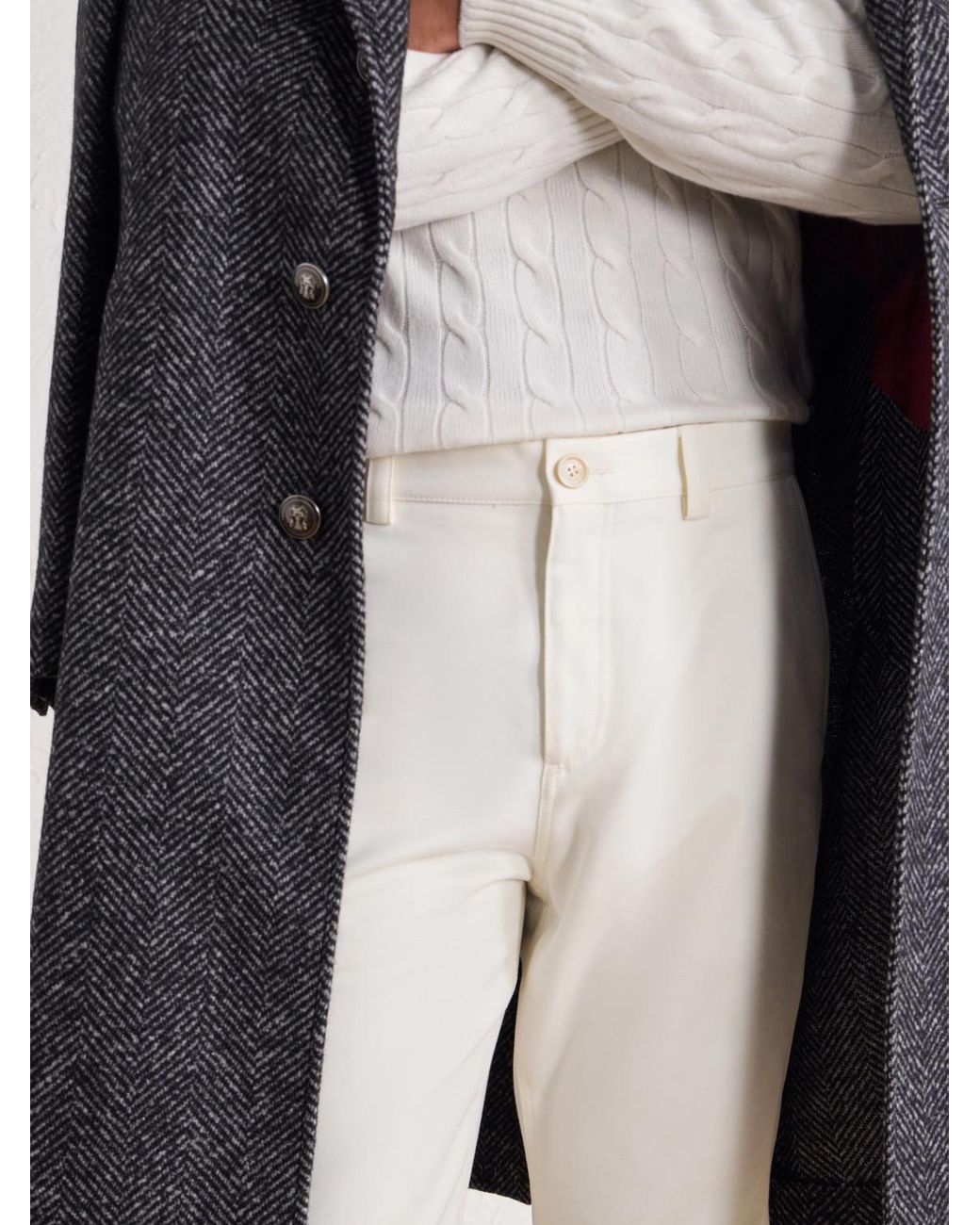 Brunello Cucinelli White Tapered Cotton And Wool-Blend Twill Chinos for men