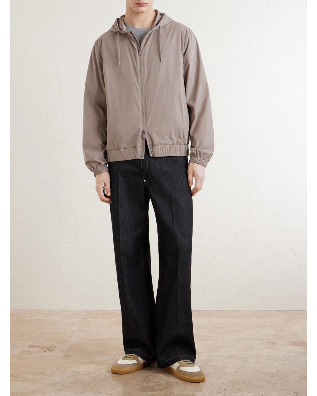 Herno Gray Hooded Shell Blouson Jacket for men