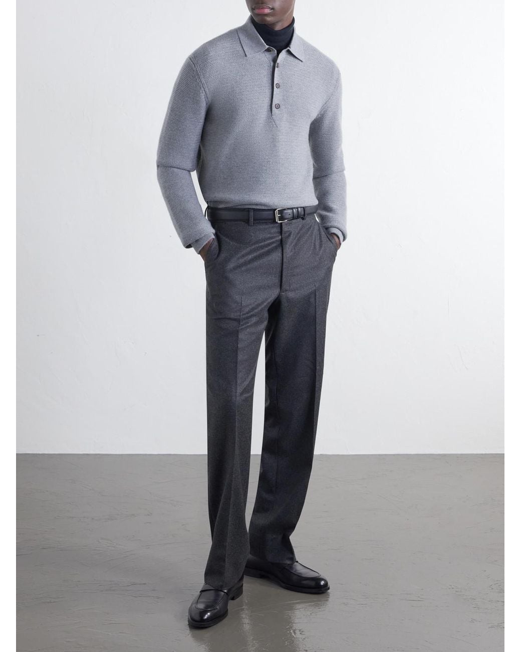 Zegna Blue Oasi Cashmere-Piqué Polo Shirt for men