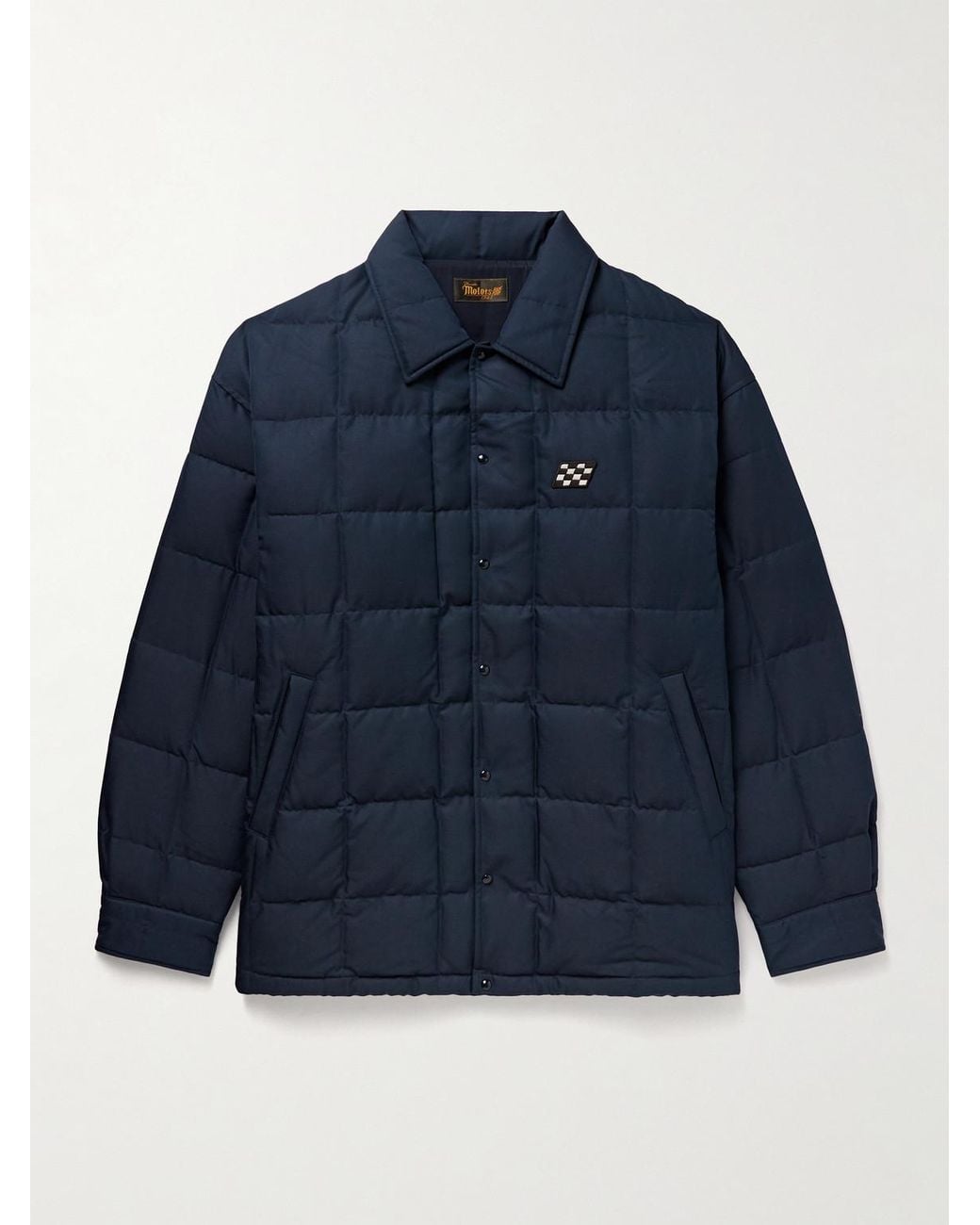 Visvim Blue Coach Appliquéd Quilted Wool And Silk-Blend Twill Down Jacket for men