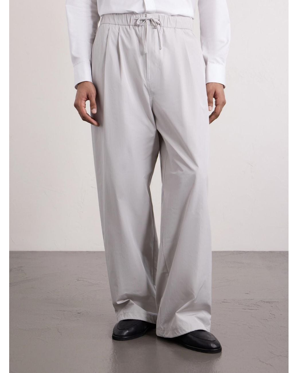 Amomento Gray Drawstring Straight-Leg Woven Trousers for men