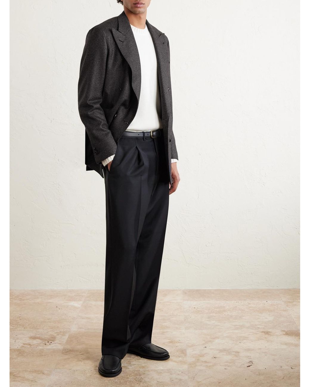 Saman Amel Black Amo Straight-leg Wool And Mohair-blend Suit Trousers for men