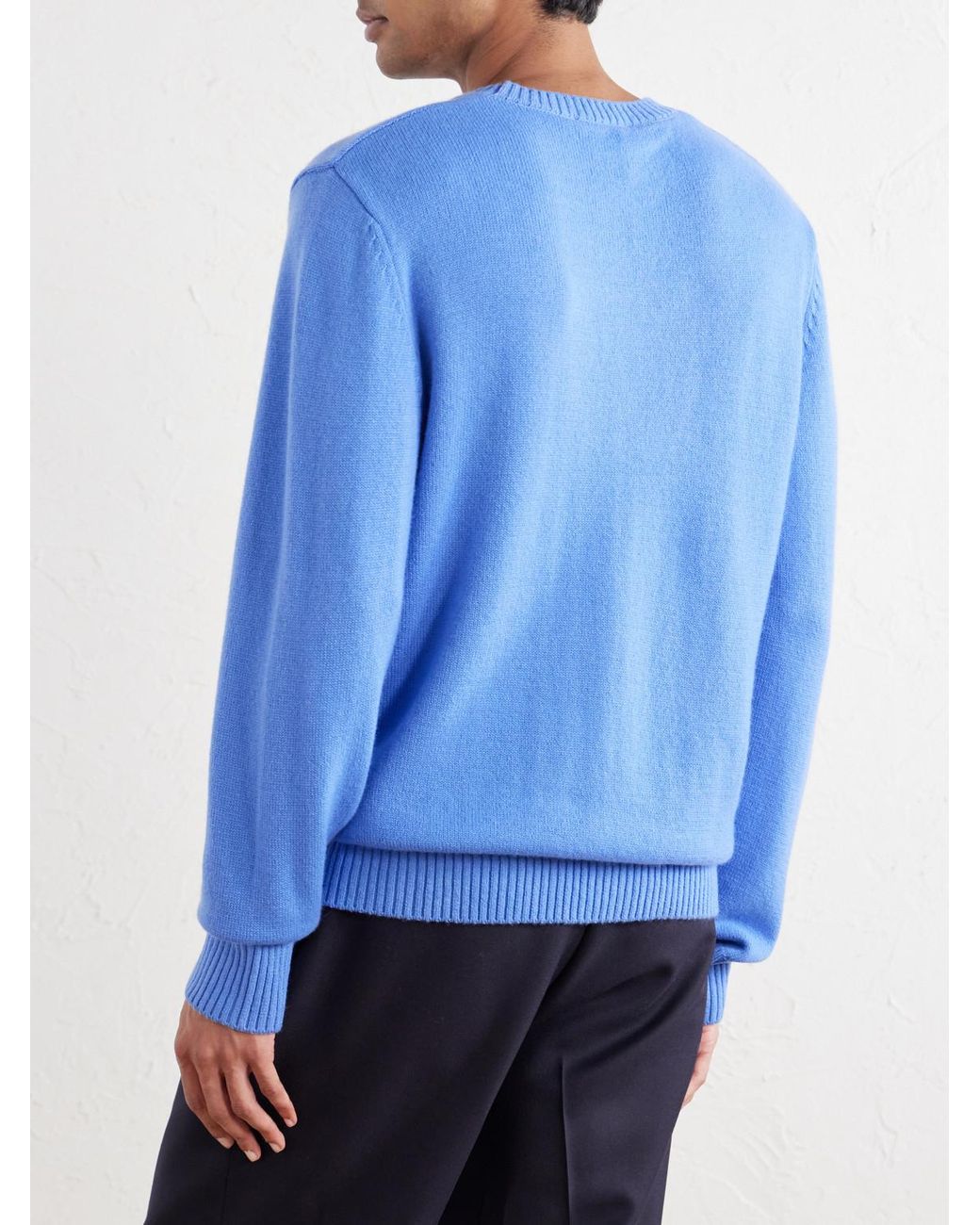 Officine Generale Blue Mycrew Merino Wool And Cashmere-Blend Sweater for men