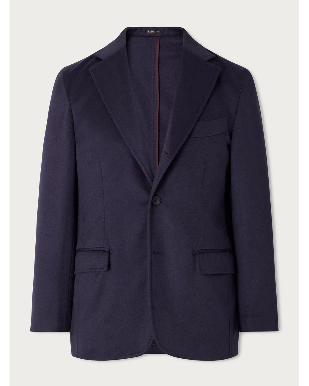 Rubinacci Blue Darted Cashmere Woven Suit Jacket for men