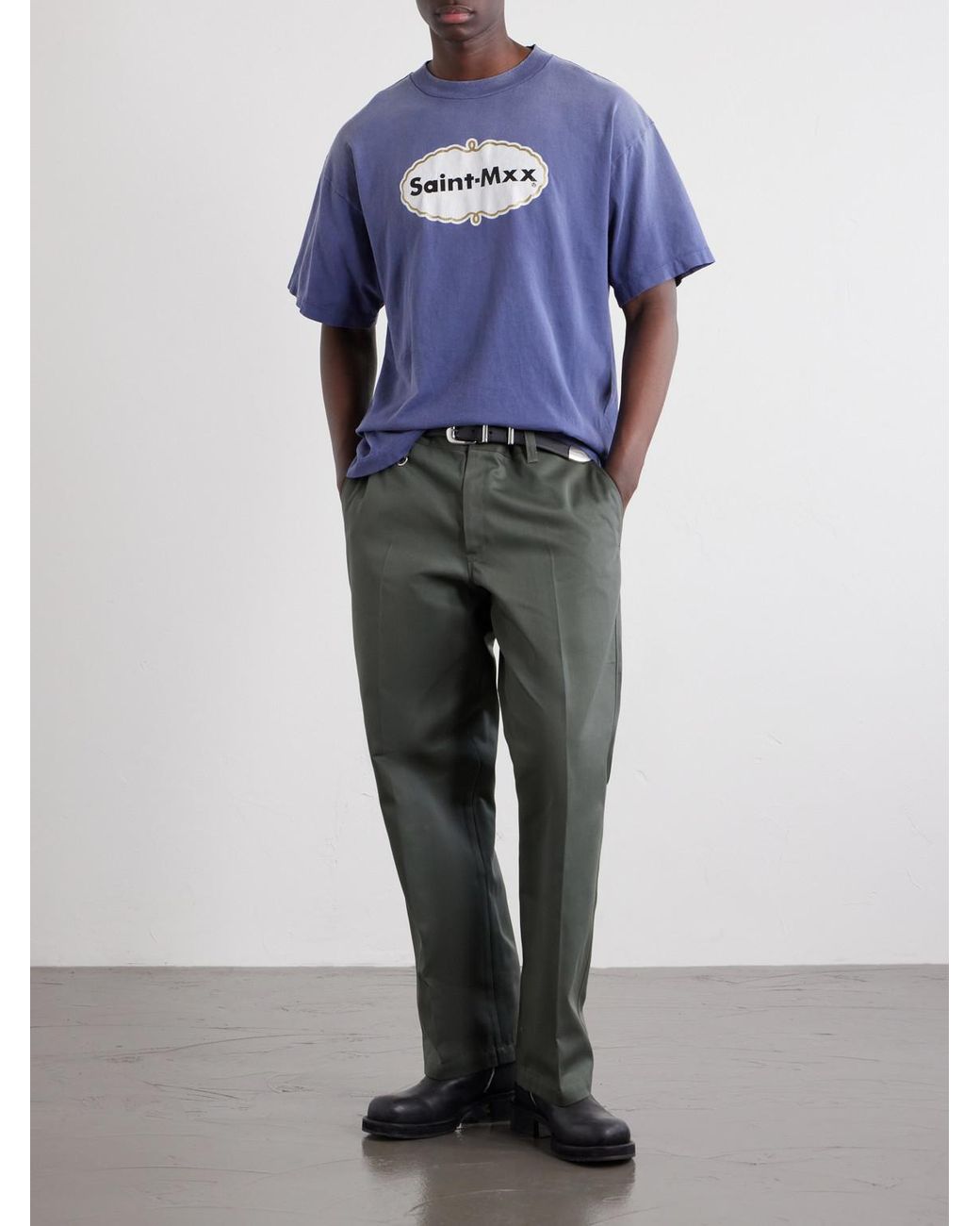 SAINT Mxxxxxx Blue Logo-Print Cotton-Jersey T-Shirt for men