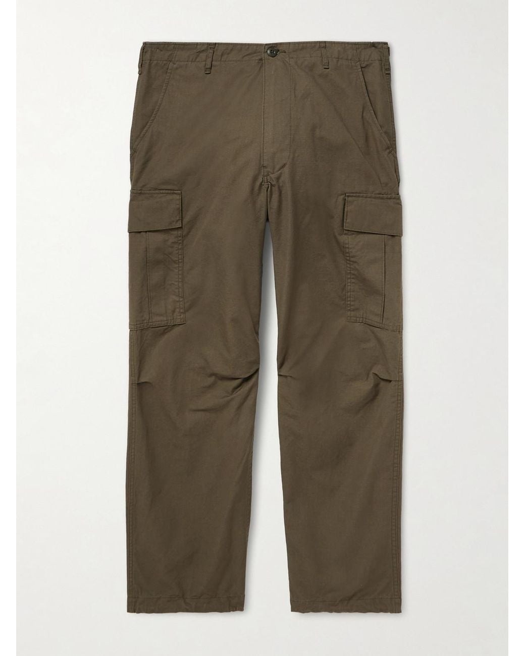 Orslow Green Cotton-Ripstop Cargo Trousers for men