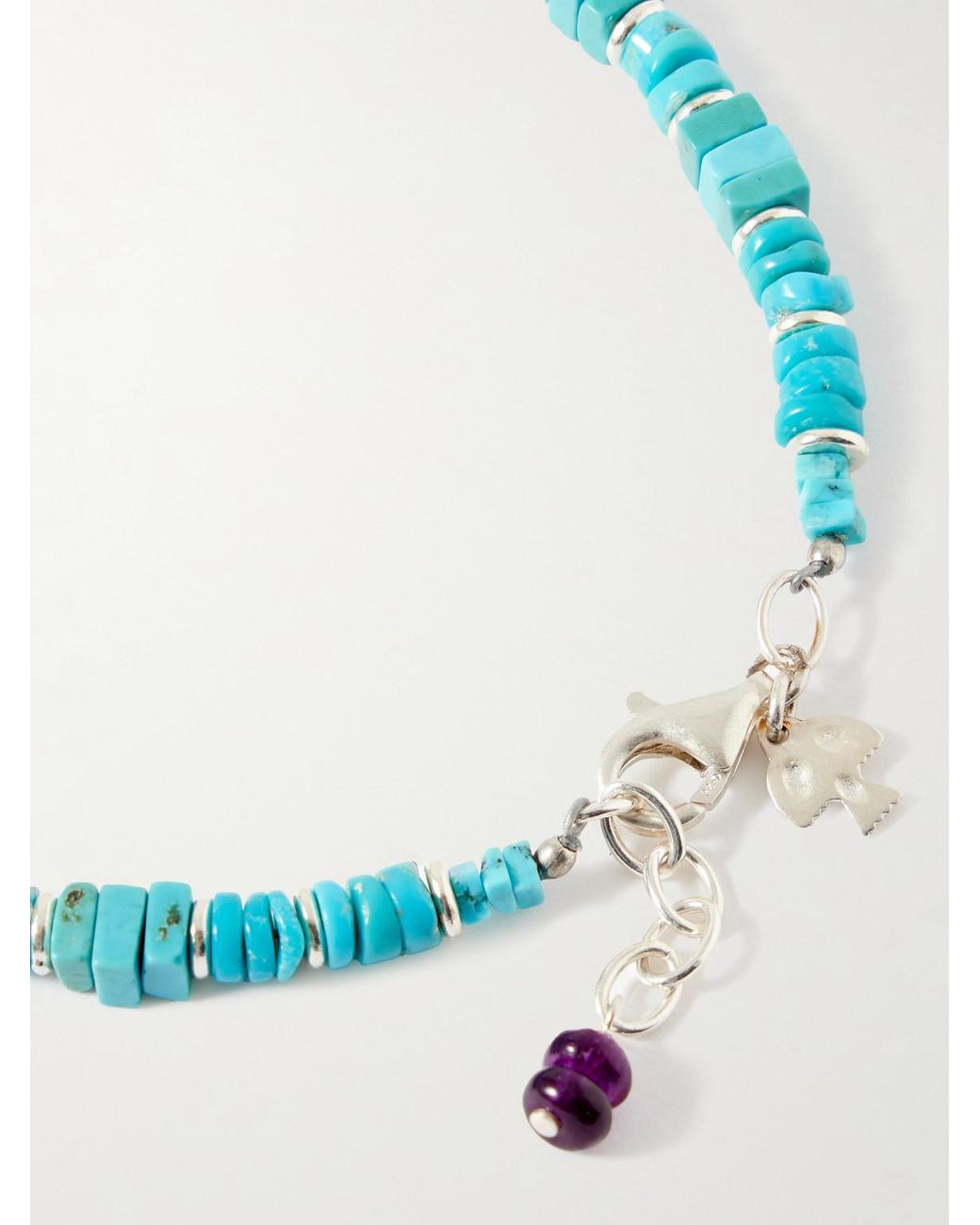 Peyote Bird Blue Wavebreaker Sterling Multi-Stone Beaded Bracelet for men