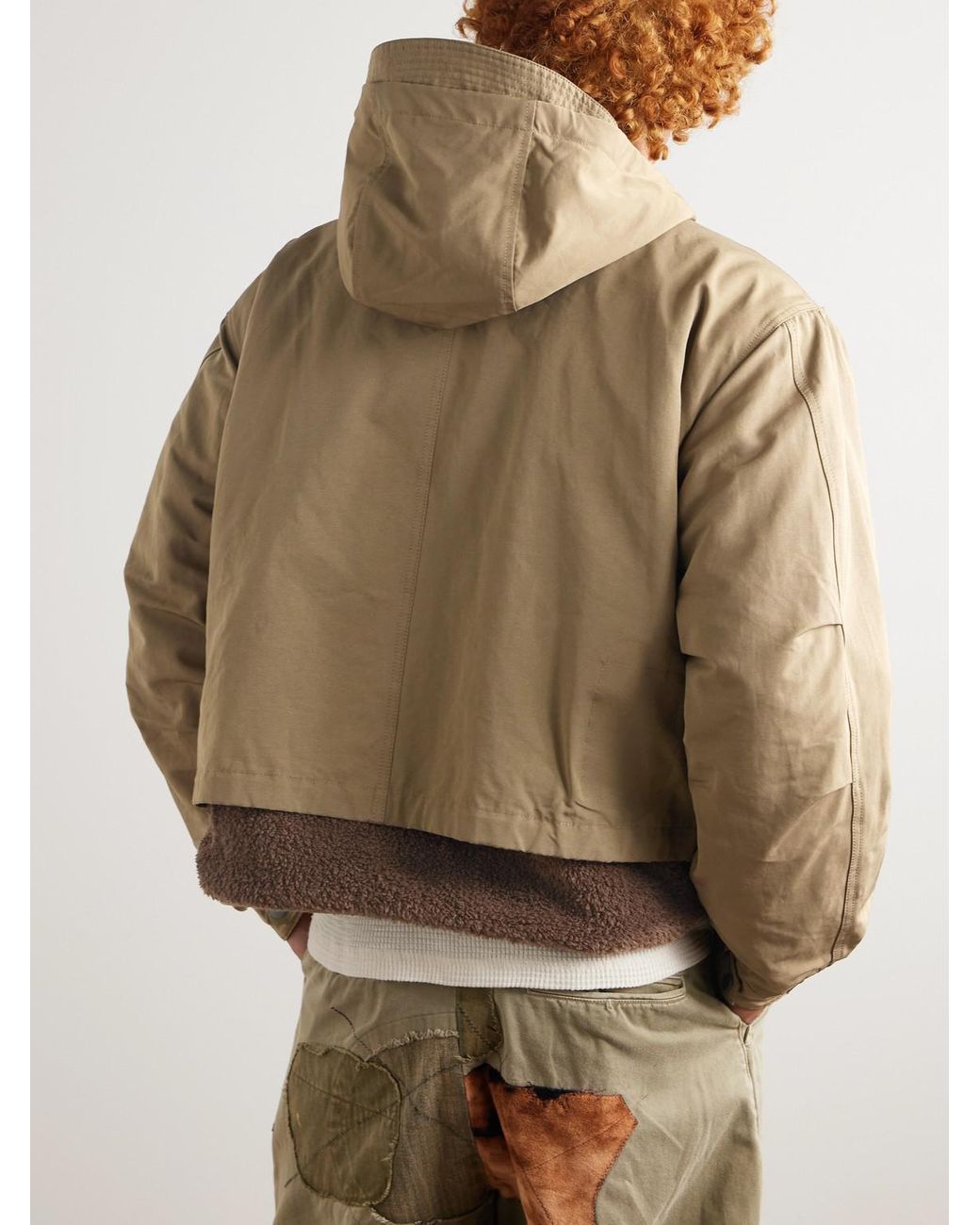 FRIZMWORKS Smock Kapuzenjacke aus Twill aus einer Baumwollmischung mit Futter aus Fleece in Natural für Herren