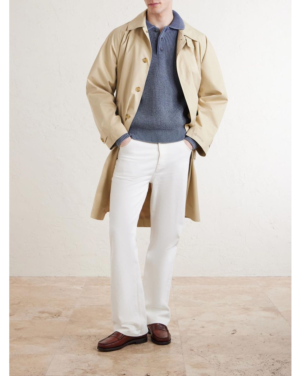 Aimé Leon Dore Blue Knitted Cotton-Blend Polo Sweater for men