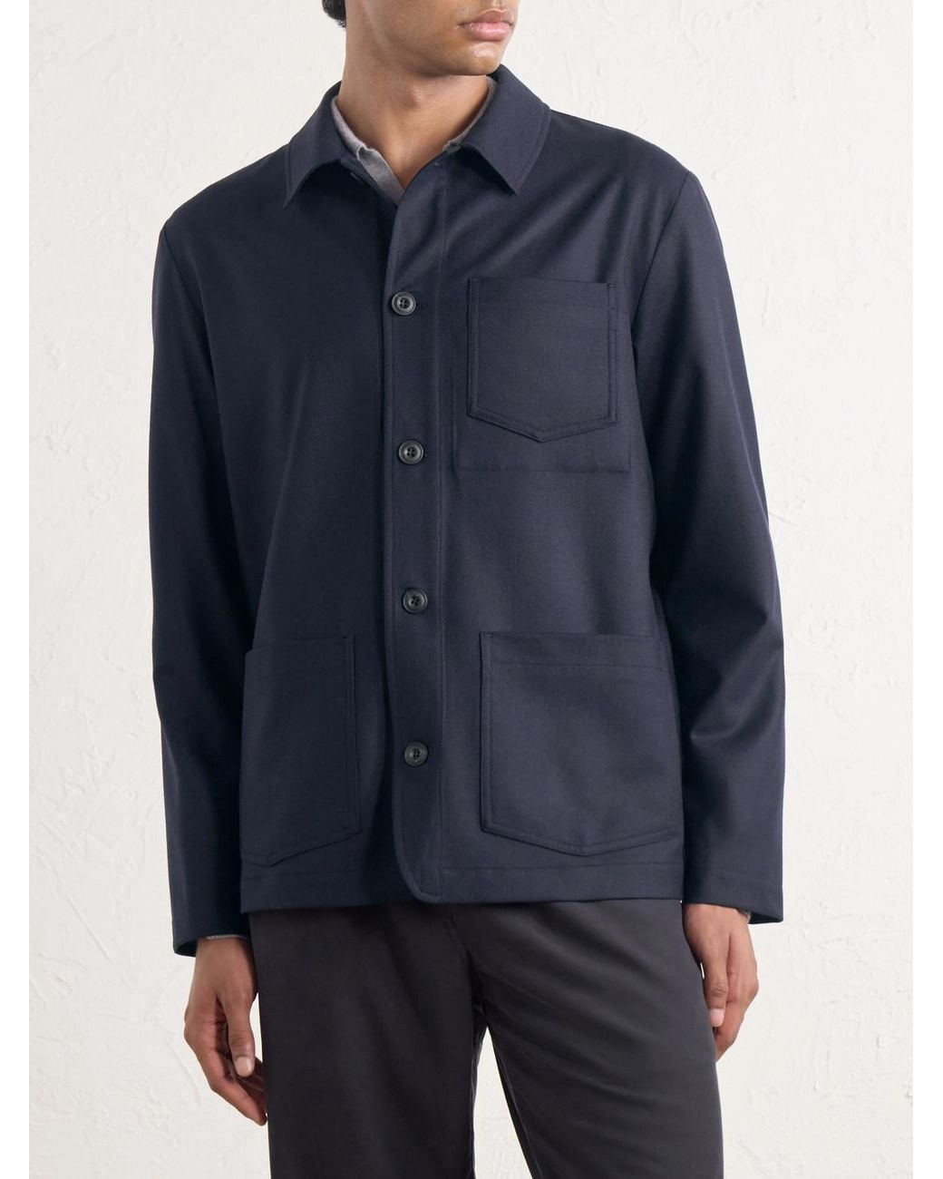 Altea Blue Pablo Wool-blend Flannel Overshirt for men