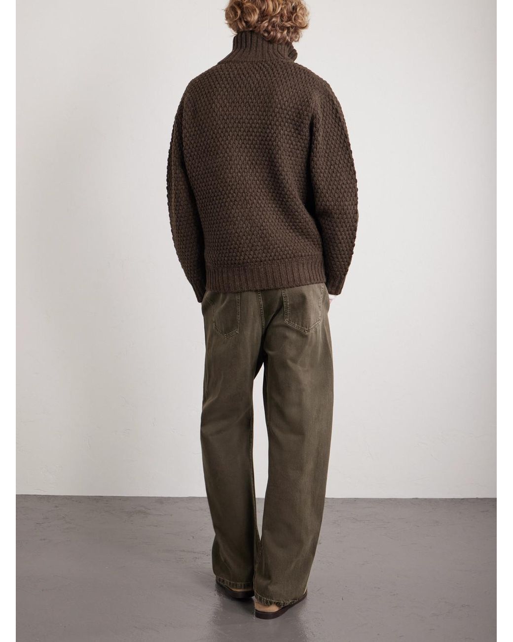 Zip-Up Wool Sweater di Beams Plus in Brown da Uomo