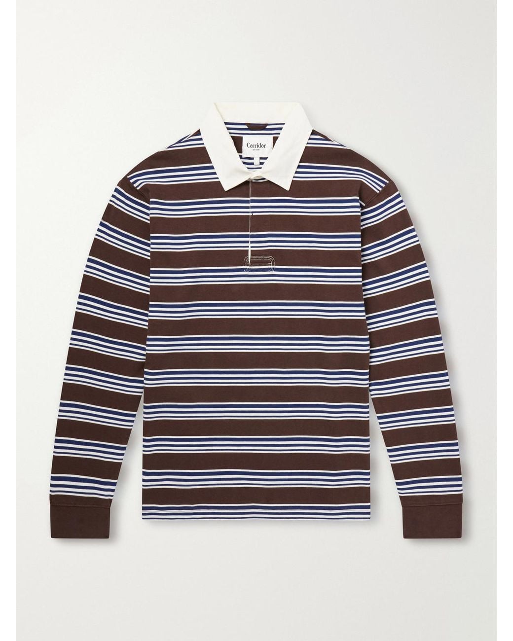 Corridor NYC Blue Striped Cotton-Jersey Polo Shirt for men