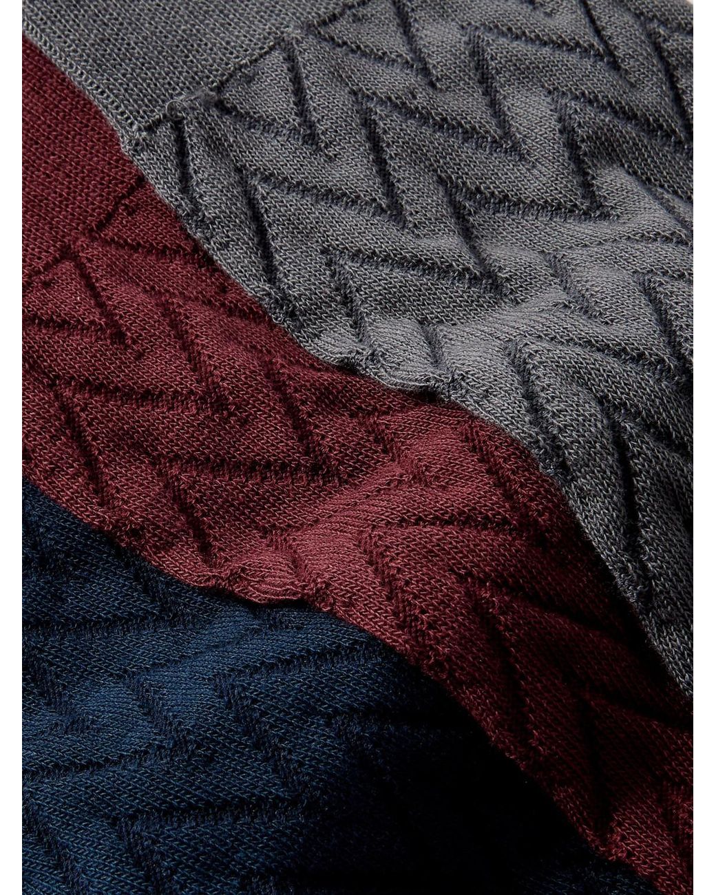 Missoni Blue Three-pack Crochet-knit Cotton-blend Socks for men