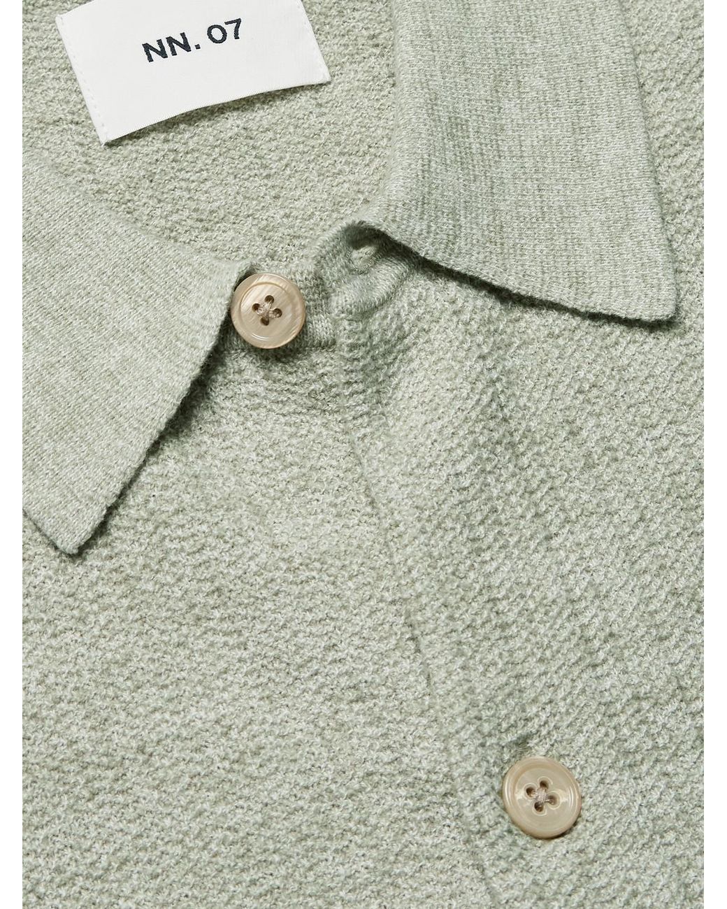 NN07 Green Nolan 6695 Textured-Knit Organic Cotton Shirt for men
