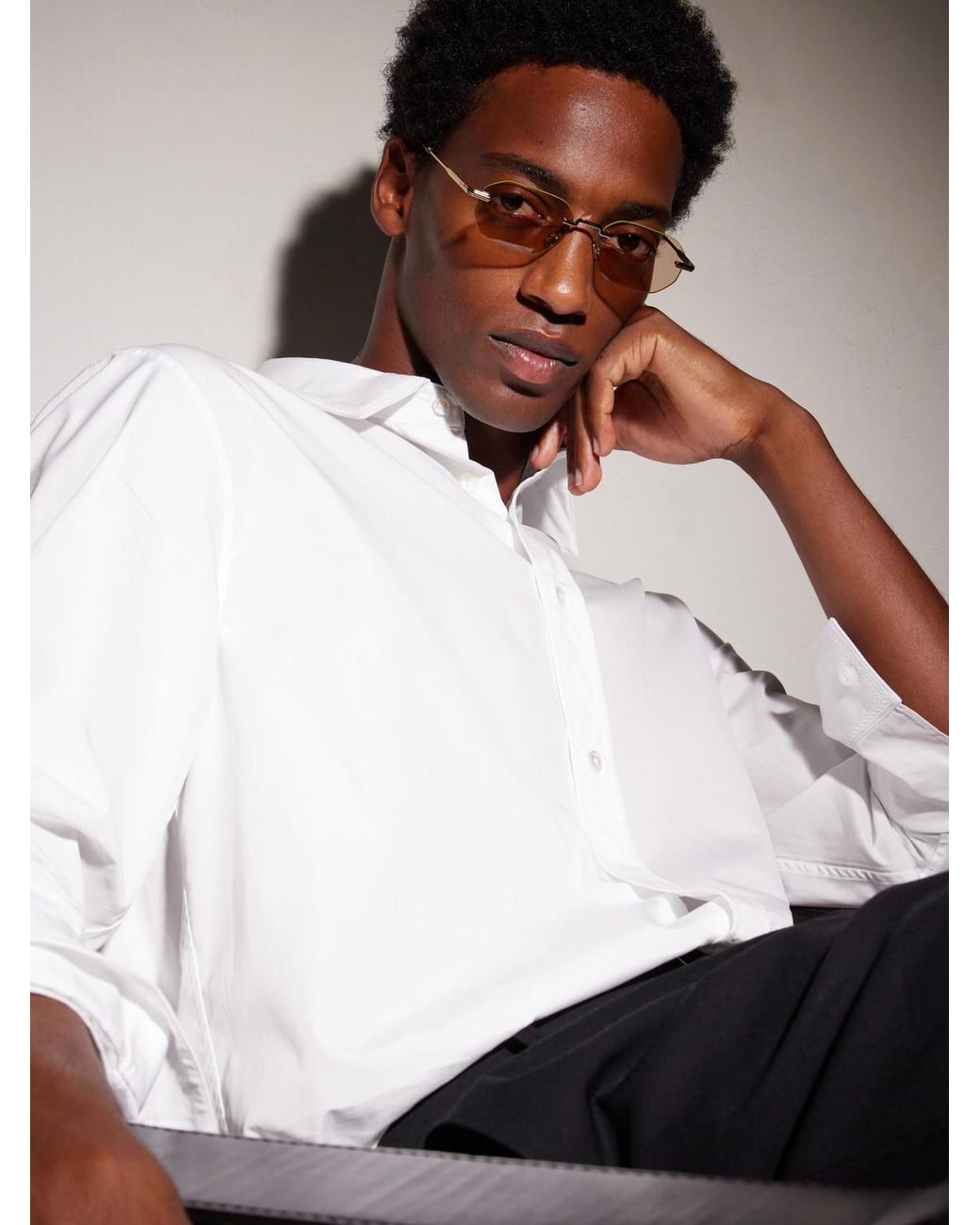 Dior Natural Diorblacksuit S19U Rimless Geometric Square-Frame-Tone Metal Sunglasses for men