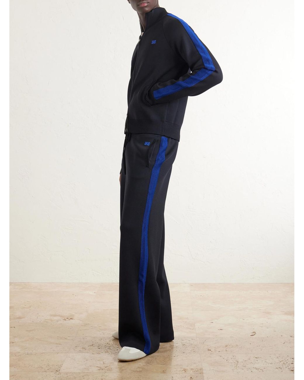 Wales Bonner Blue Straight-Leg Logo-Embroidered Knitted Drawstring Sweatpants for men