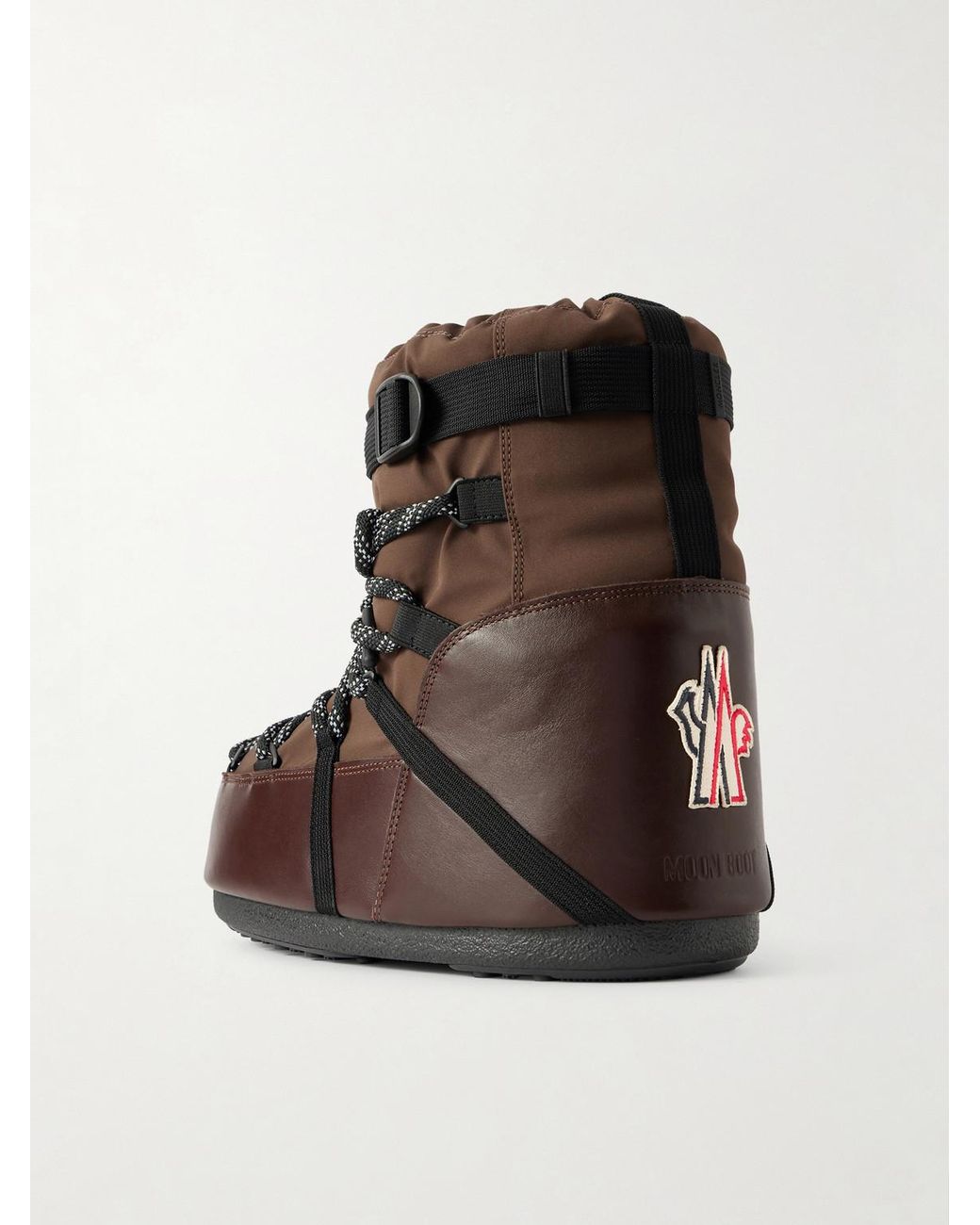 Moncler Brown Moon Boot Icon Low Gaiter Padded Shell And Leather Snow Boots for men