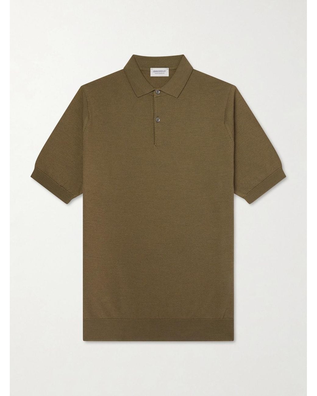 John Smedley Green 14.Singular Slim-Fit Merino Wool-Piqué Polo Shirt for men