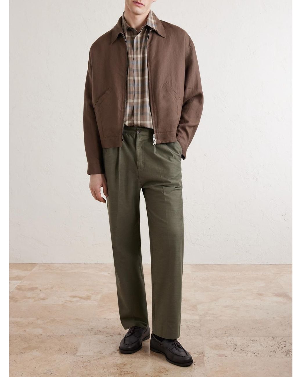 Valstar Brown Stan Linen Bomber Jacket for men
