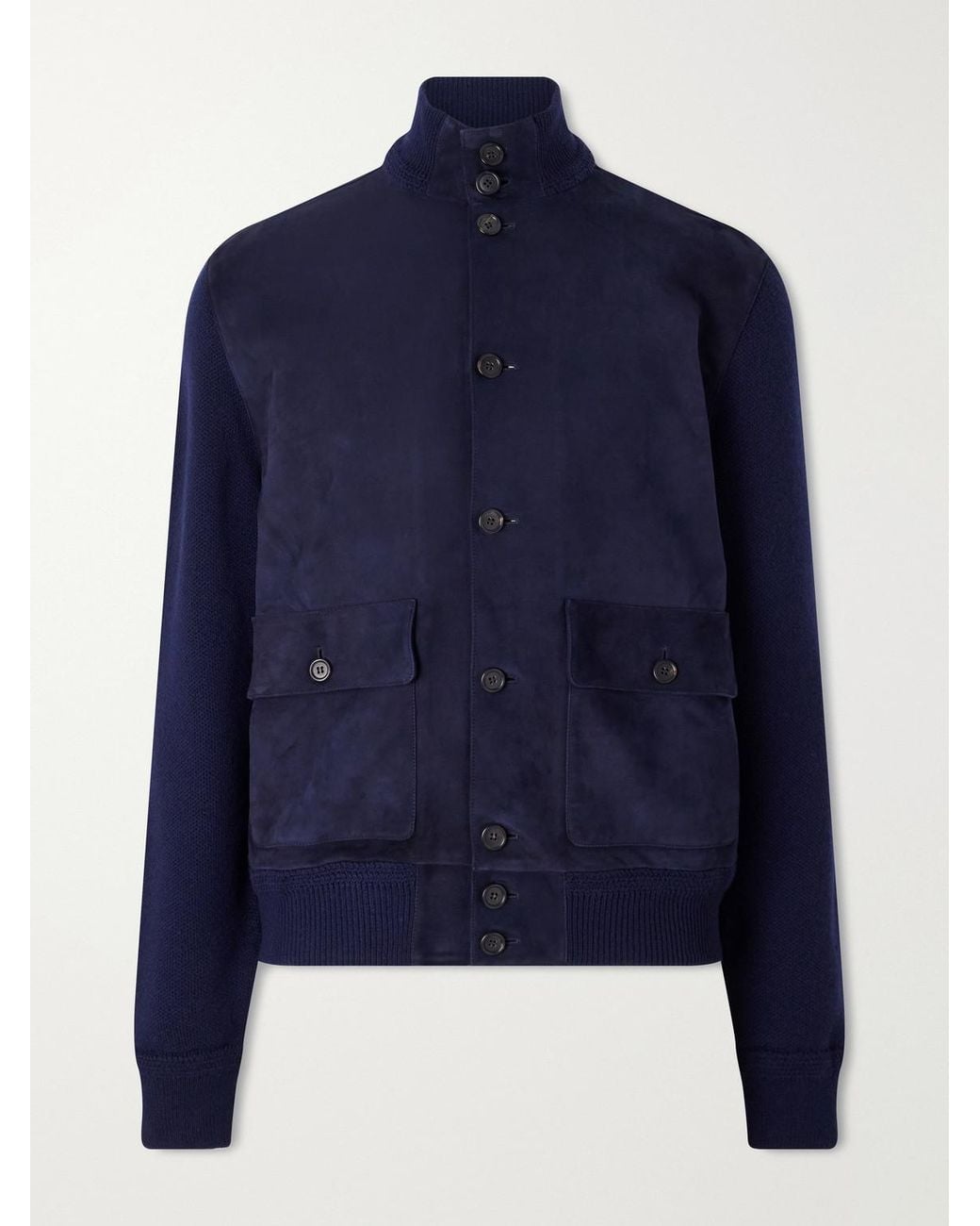 Ralph Lauren Blue Suede And Cashmere Jacket for men