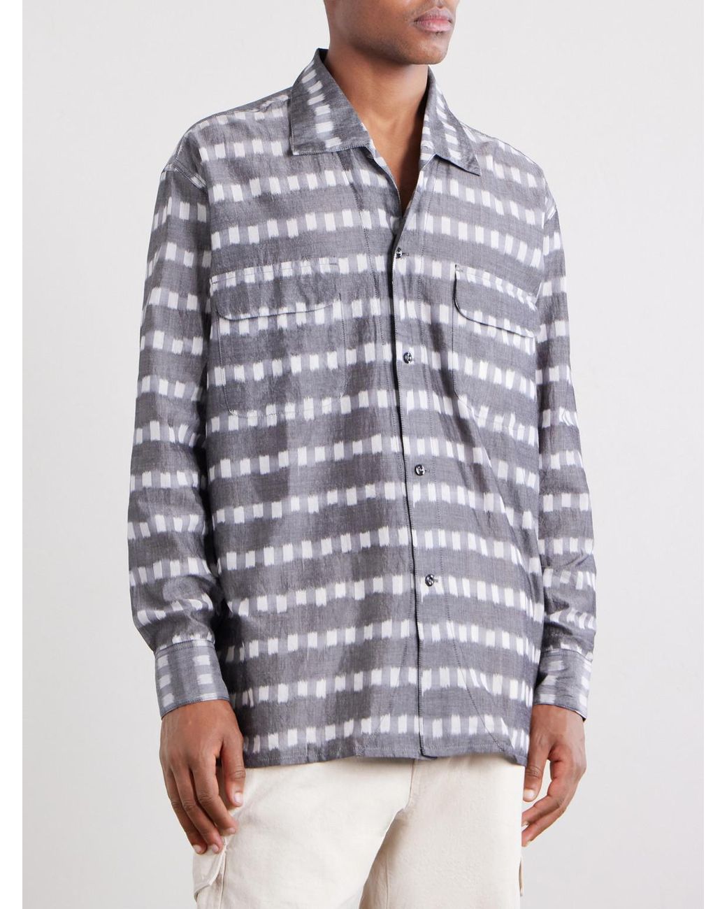 Monitaly Gray Milano Printed Cotton Shirt for men
