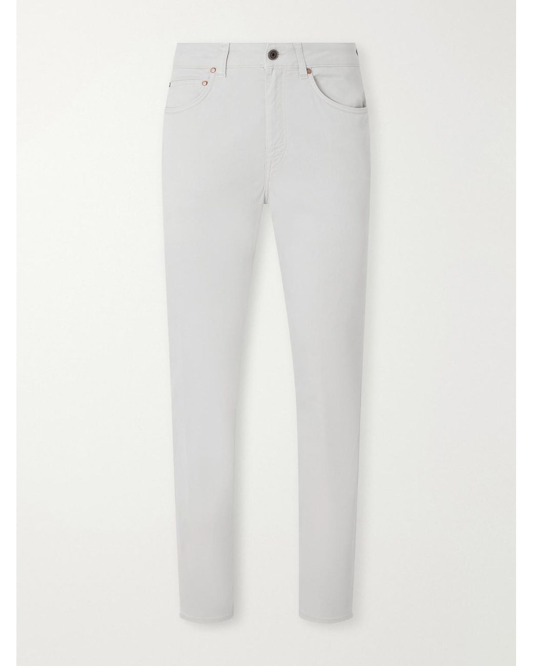Boglioli White Straight-Leg Garment-Dyed Cotton-Blend Twill Trousers for men