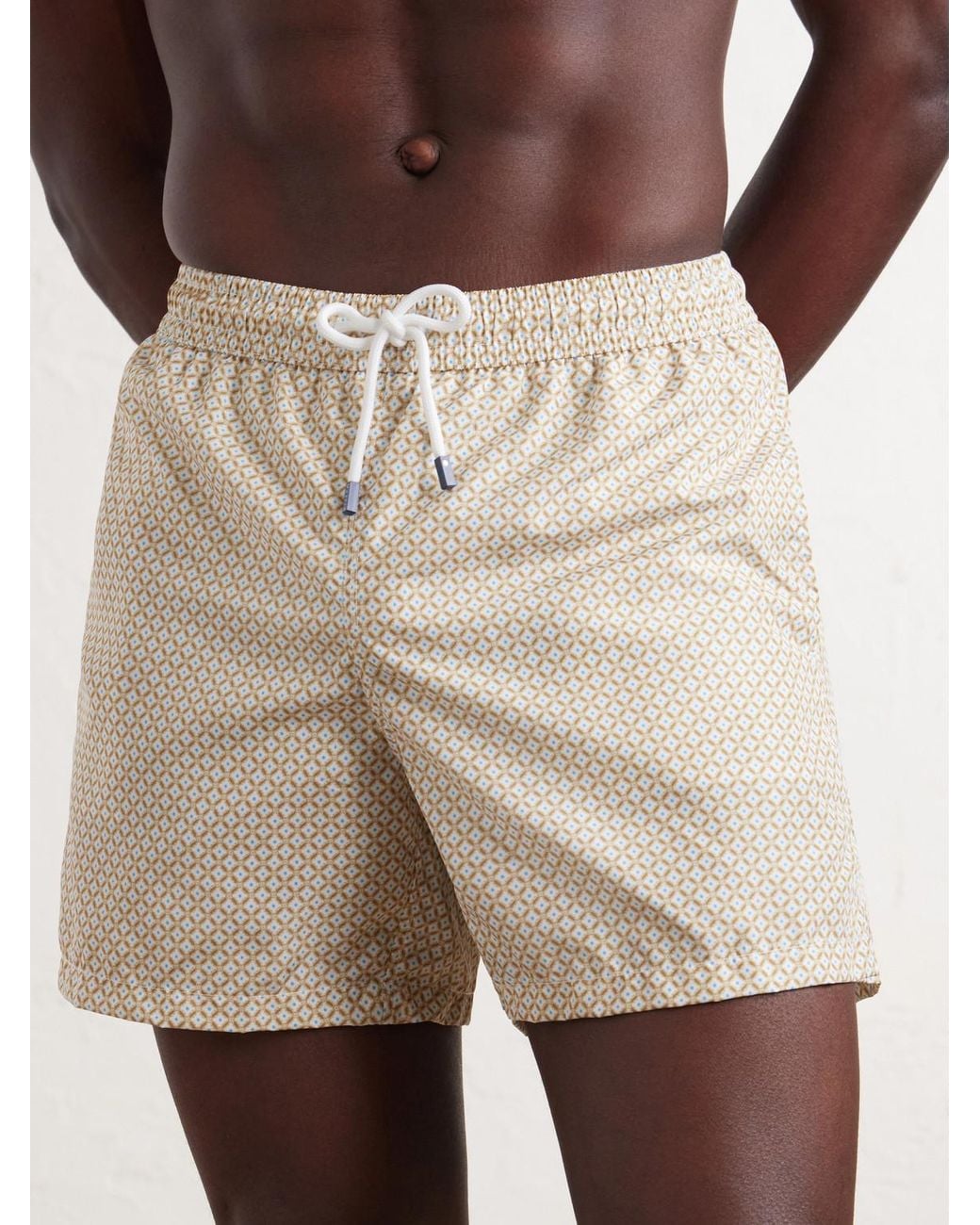 Fedeli Natural Madeira Straight-leg Mid-length Printed Swim Shorts for men