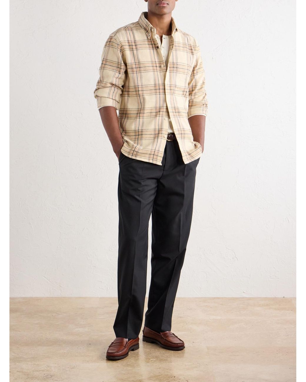 Kardo Natural Ronald Checked Cotton Shirt for men