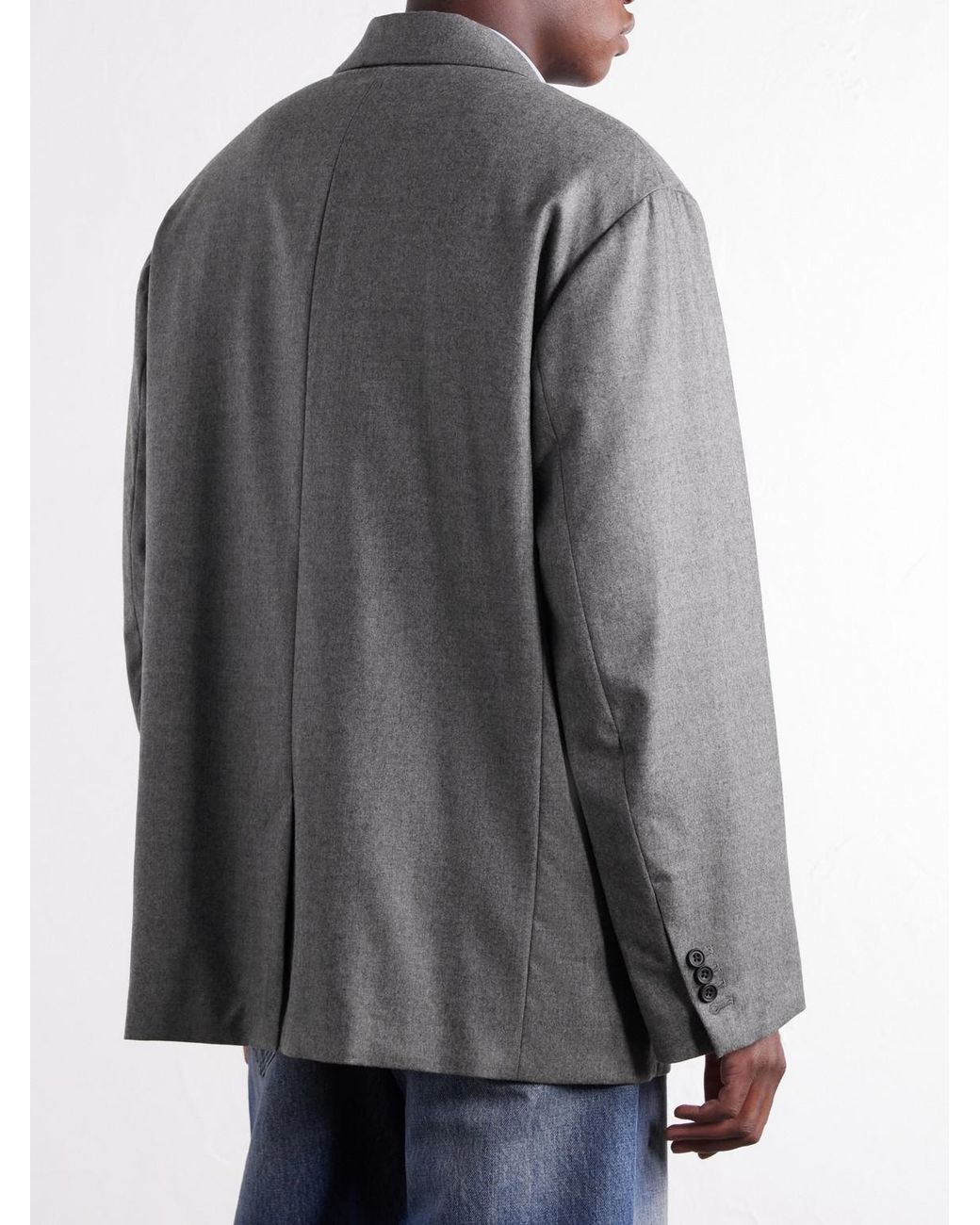 Ssstein Gray Oversized Wool-Blend Flannel Blazer for men