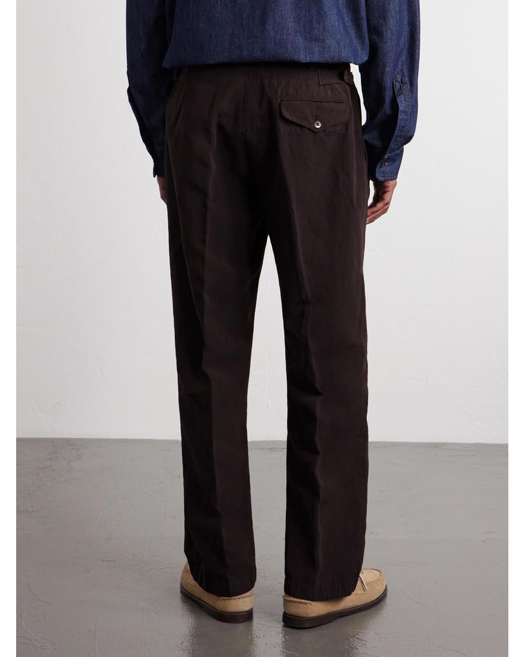 Kaptain Sunshine Black Straight-Leg Cotton And Linen-Blend Trousers for men