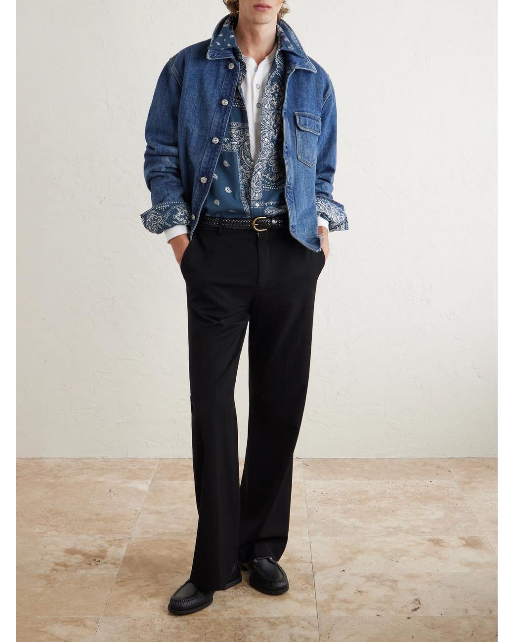 Kapital Blue Bandana-Print Cotton Shirt for men