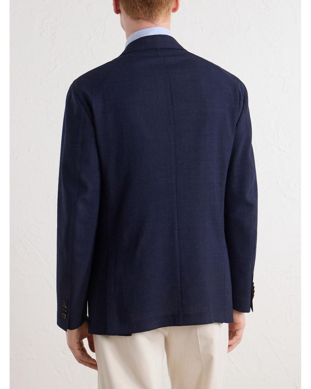 Dunhill Blue Prince Of Wales Checked Wool And Mohair-Blend Blazer for men