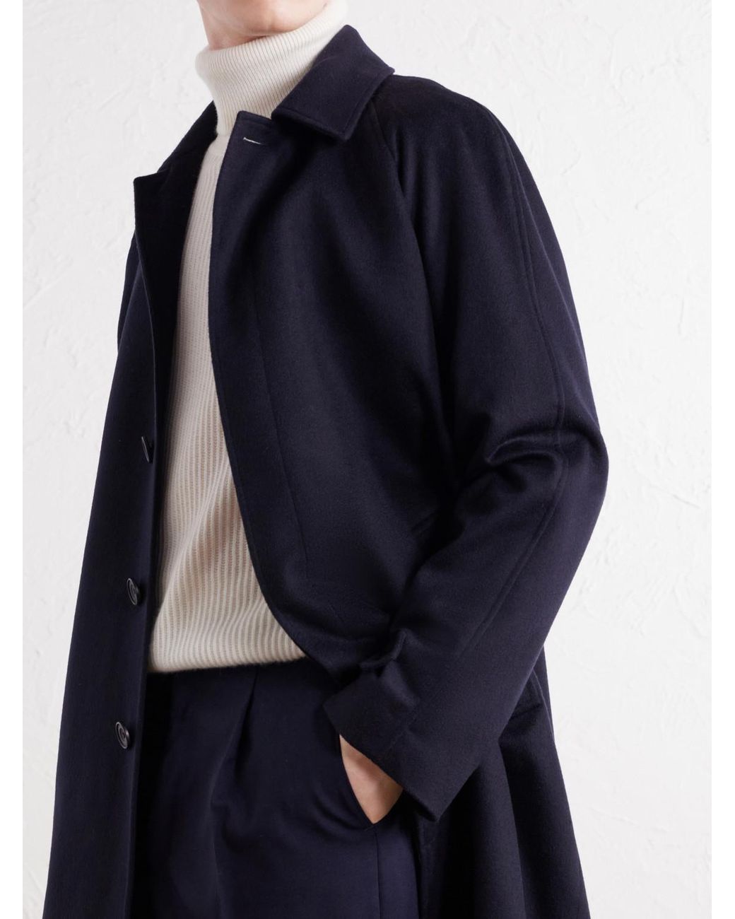 Rubinacci Blue Cashmere-Felt Coat for men