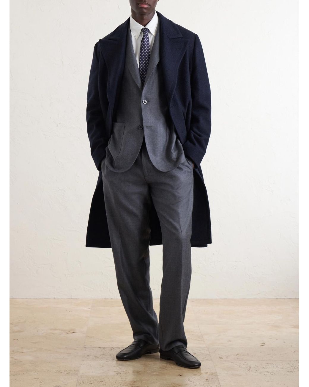 Boglioli Blue Double-breasted Herringbone Virgin Wool Suit Jacket for men