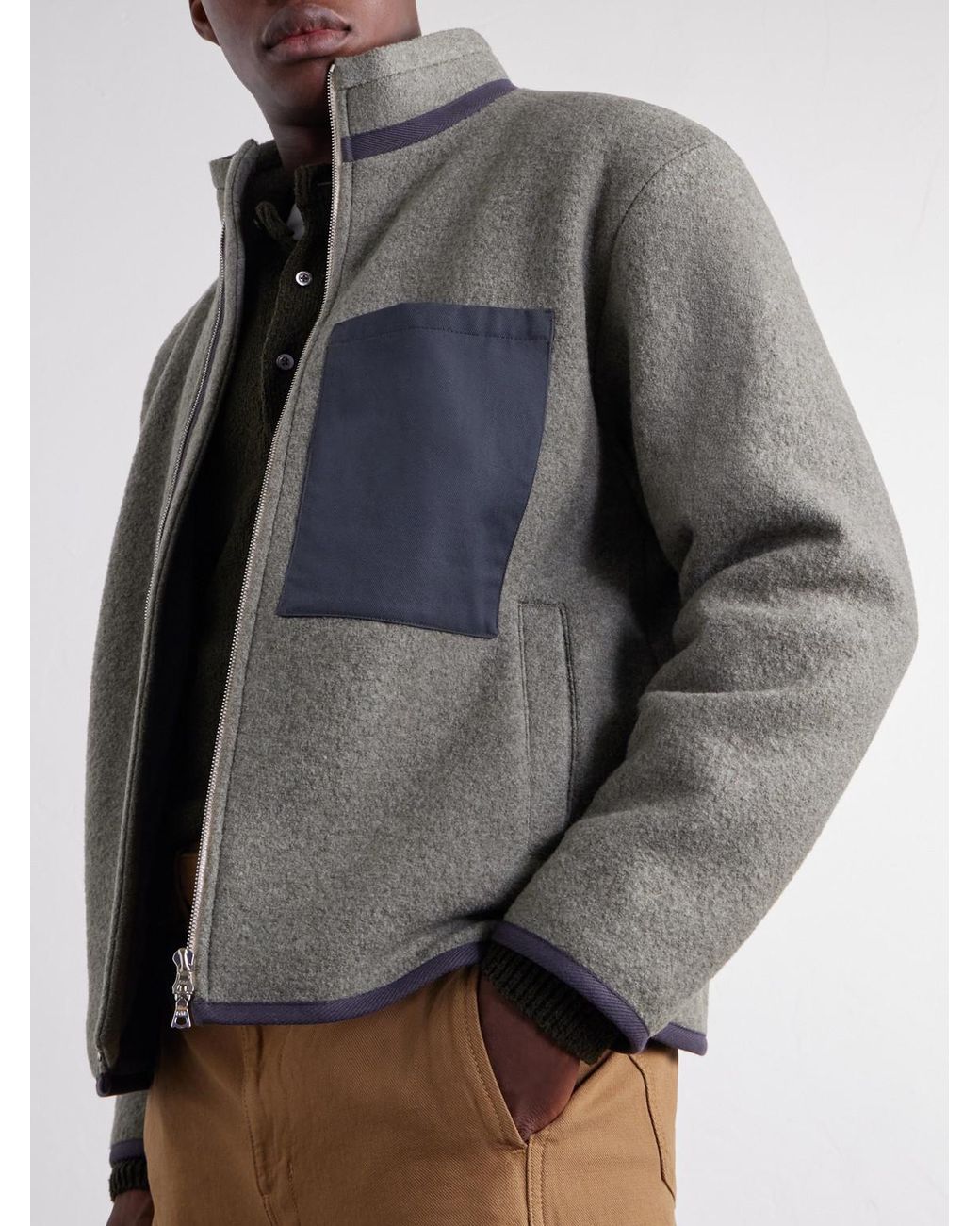 De Bonne Facture Gray Bookstore Cotton-Trimmed Virgin Wool Jacket for men