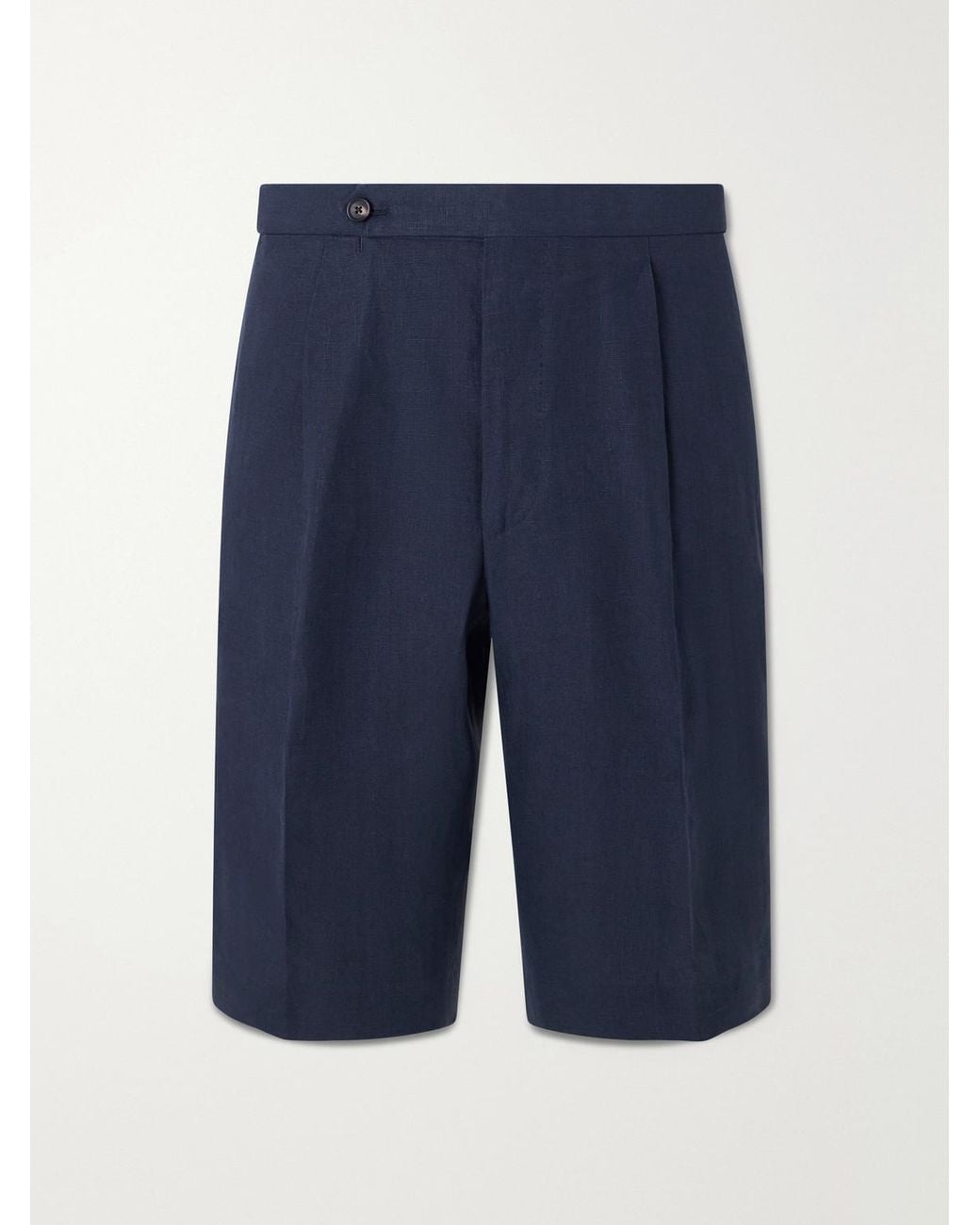 De Petrillo Blue Straight-Leg Linen Shorts for men