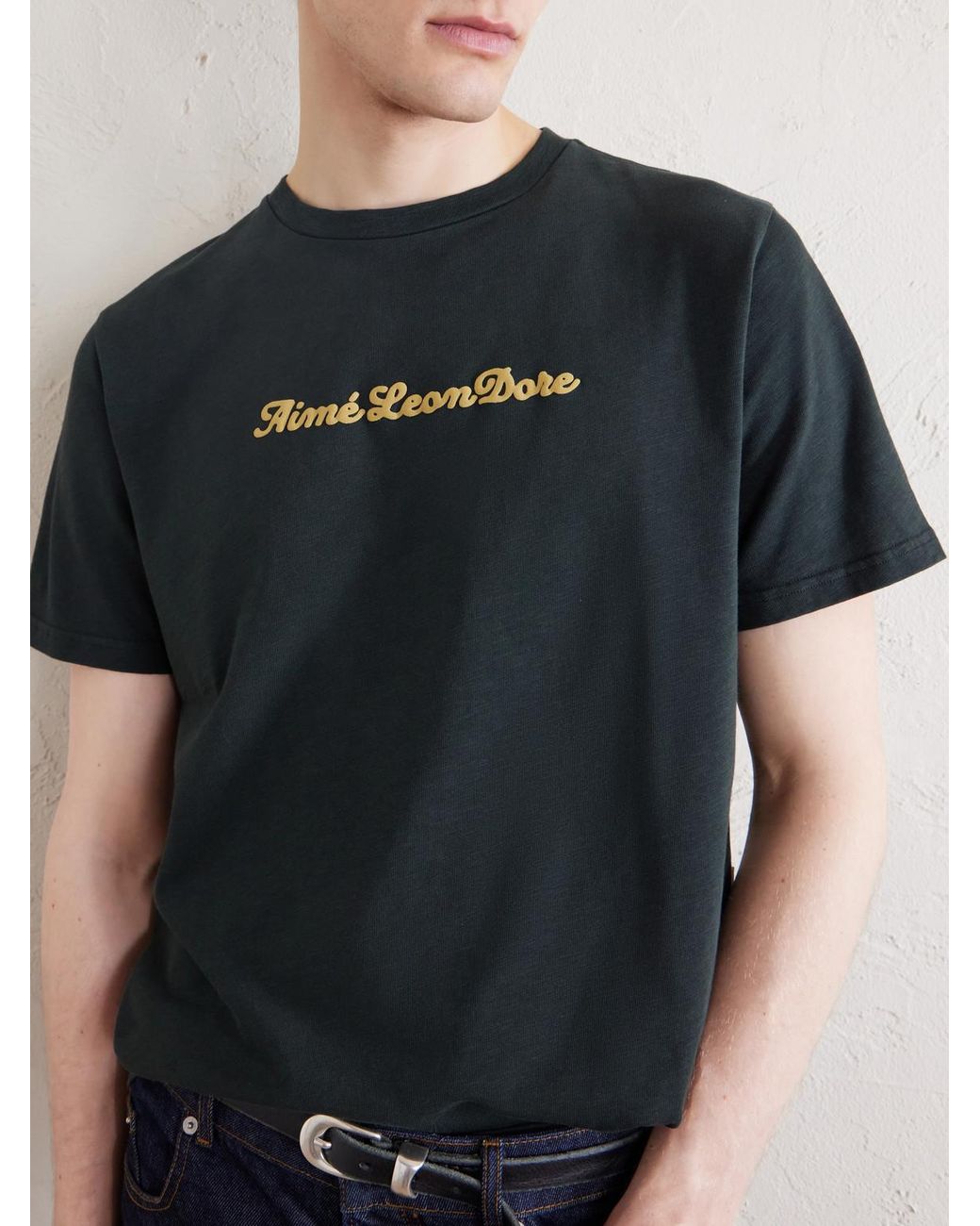 Aimé Leon Dore Black Logo-Print Cotton-Jersey T-Shirt for men