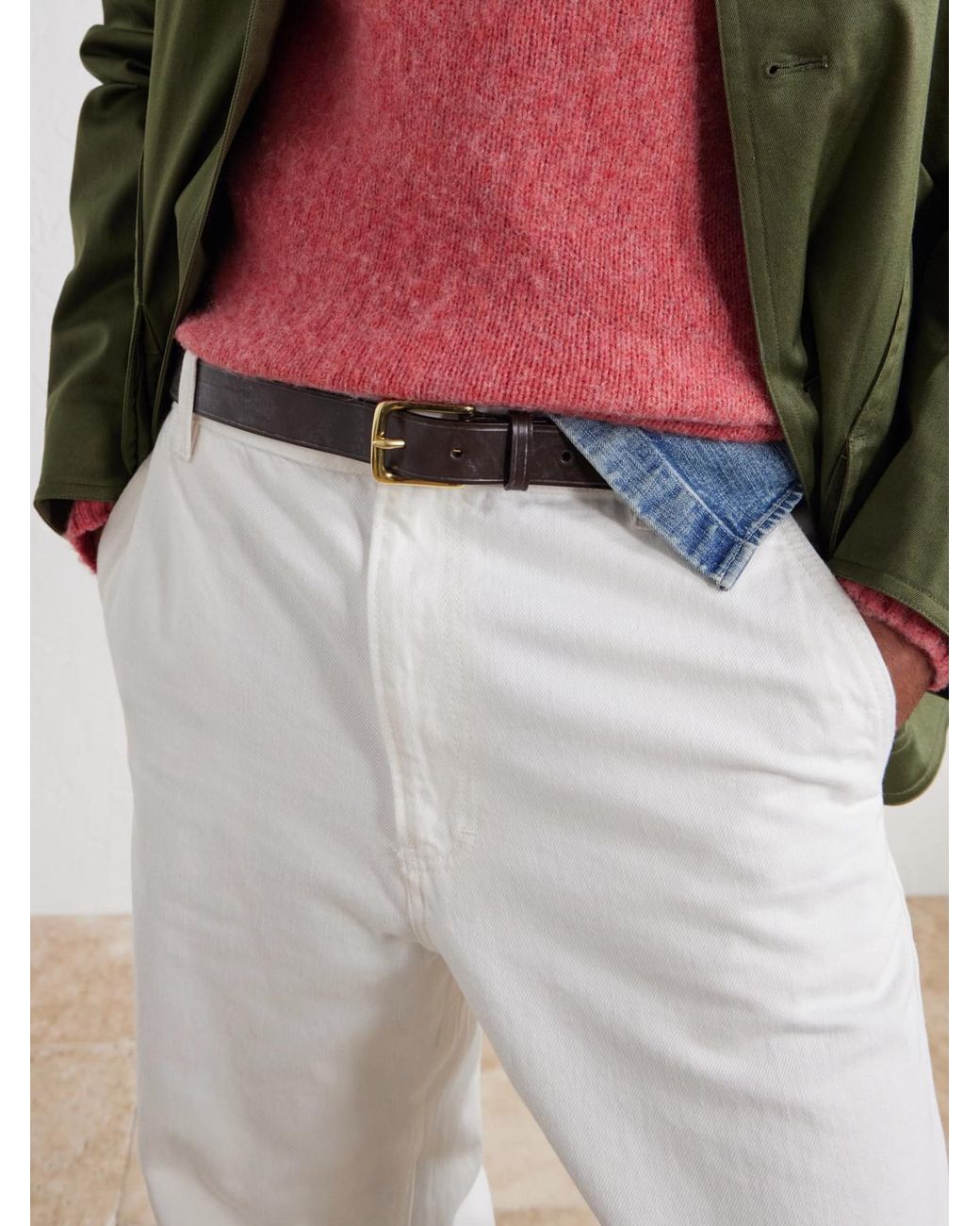 Drake's Gray 2Cm Leather Belt for men