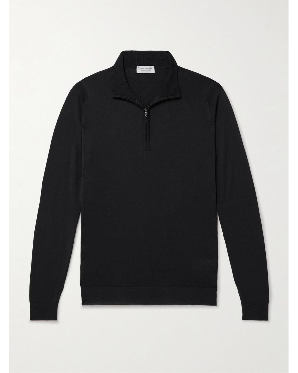 John Smedley Black Slim-Fit Merino Wool Half-Zip Sweater for men