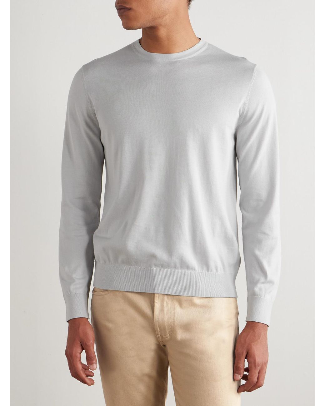 Loro Piana White Ice Wishtm Sea Island Cotton Sweater for men