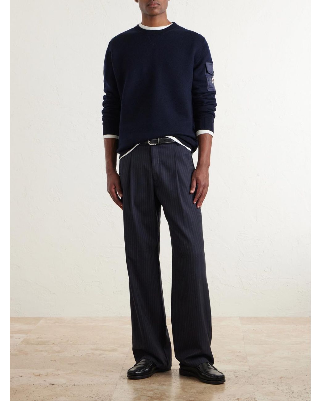 Moncler Blue Logo-Appliquéd Virgin Wool Sweater for men