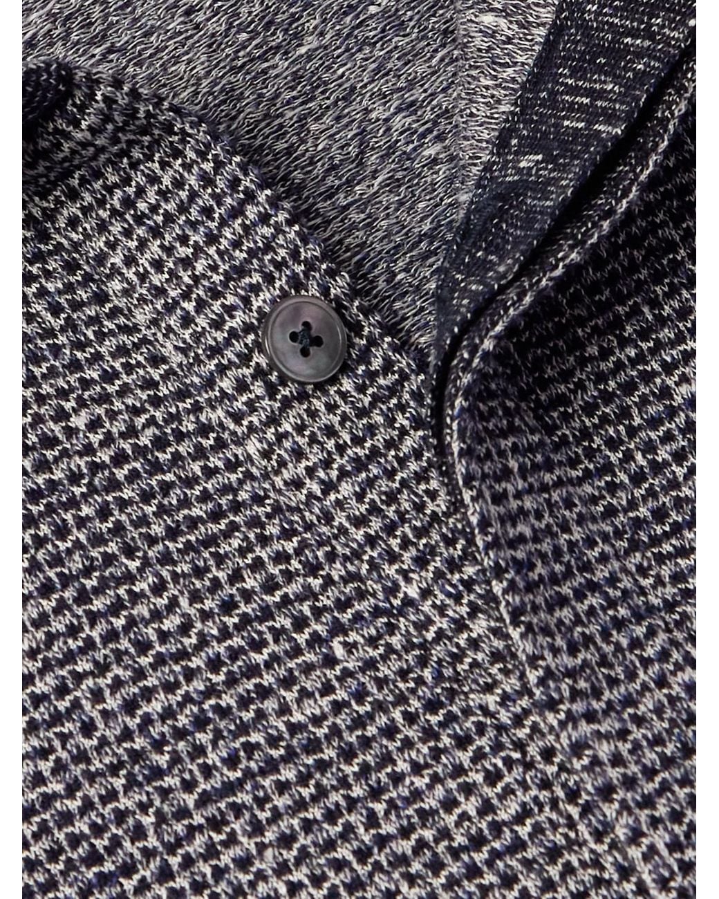 Zegna Blue Cotton, Linen And Silk-Blend Polo Shirt for men