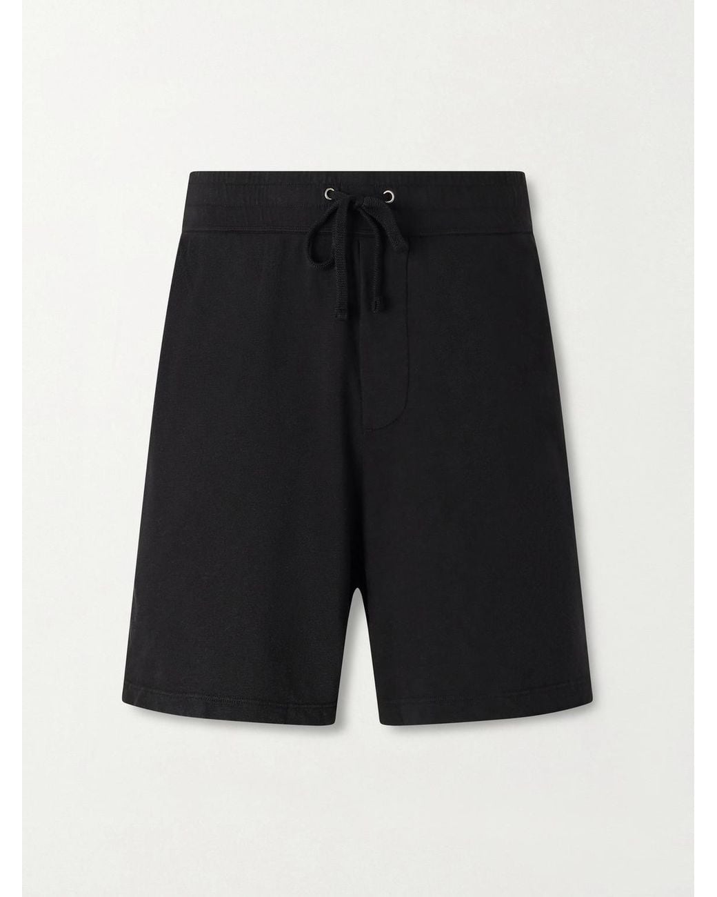 James Perse Black Straight-Leg Cotton-Jersey Drawstring Shorts for men