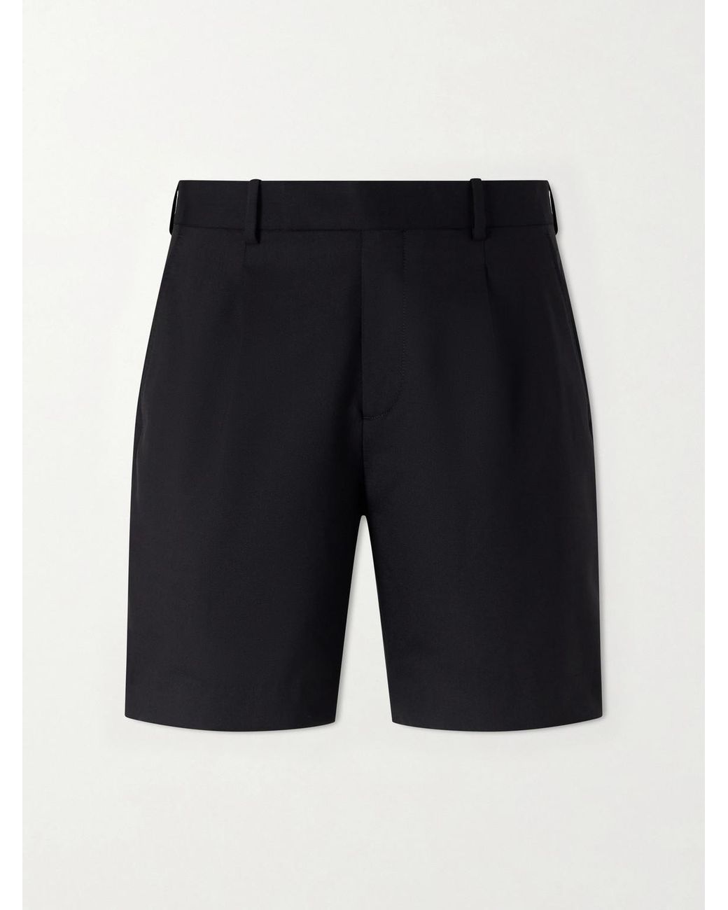 Mr P. Blue Wide-Leg Pleated Wool Shorts for men